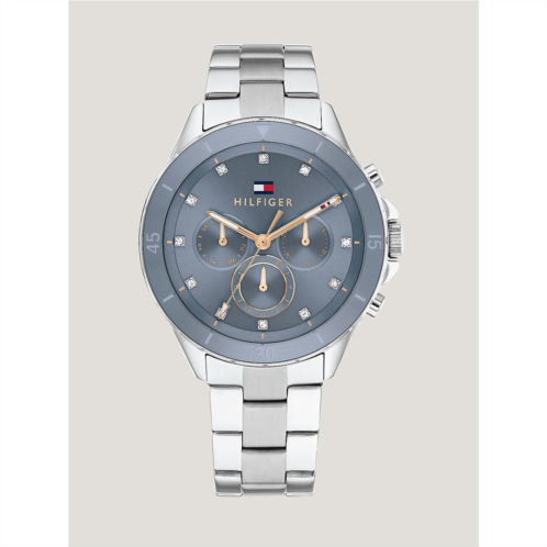 TOMMY HILFIGER Watch with Sub-Dials and Blue Bezel